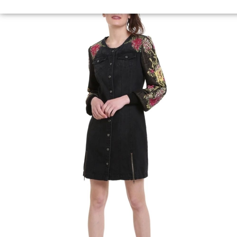 Desigual Roxanne Denim With Flower Dress - Picture 6 of 16